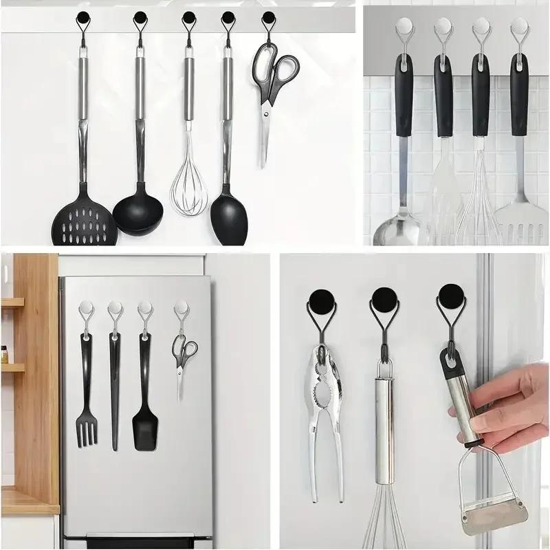 4Pcs Versatile Heavy-Duty Magnetic Hooks E16 Swivel Neodymium Metal Shell Non Perforated Multipurpose Hanging Solutions for Home
