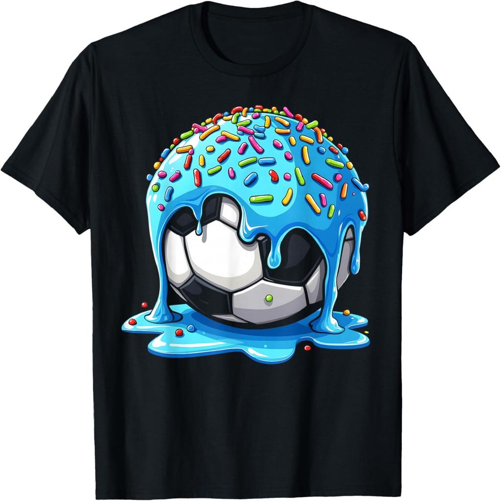 Soccer Drip Boys Girls Ice Cream Drip with Sprinkles Summer T-Shirt