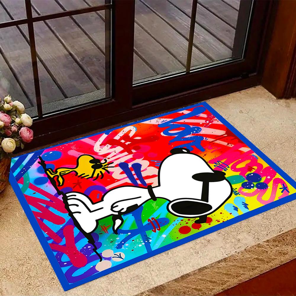 Snoopy And Woodstock Friendship Themed Anti-Slip Rugs - Polyester Home Decor, Suitable for Bedrooms, Living Rooms, Doorways, Studios, and Decorations