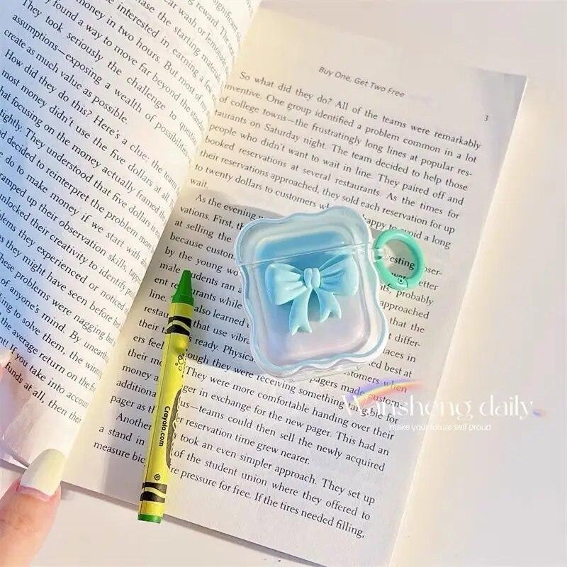 Чехол для наушников с 3D бантом и волной для AirPods 1, 2, 3, защитный чехол