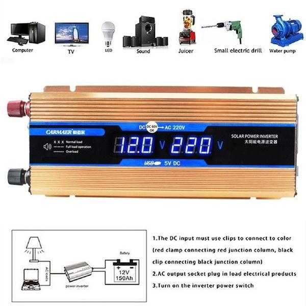 500 Вт 1200 Вт светодиодный инвертор солнечной энергии постоянного тока 12/24/48/60 В в переменный ток 220 В модифицированный преобразователь синусоиды автомобильный адаптер питания трансформатор