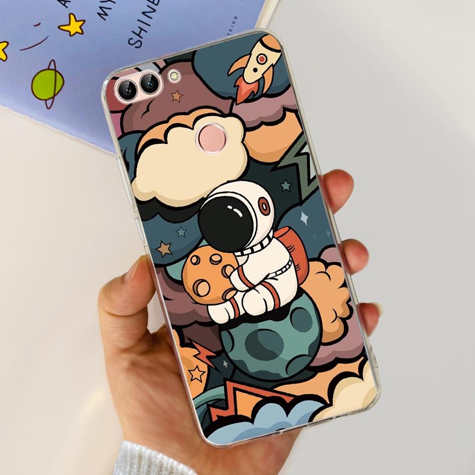 For Huawei P Smart Case FIG-LX1 FIG-LX2 FIG-LX3 Back Cover Fashion Flower Marble Clear Silicone Soft Funda For PSmart 2018 Coque