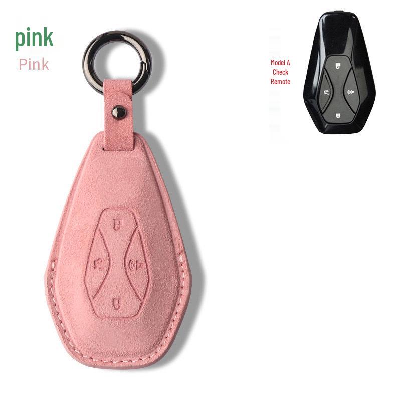 Suitable Key Case for BAIC Alpha S/T: High-End Suede with Snap Closure, Designed for Women