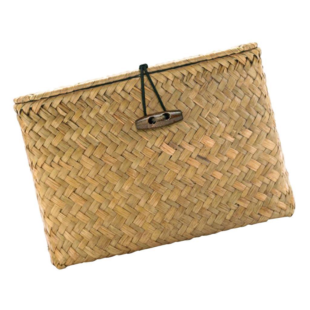 2pcs Seaweed Woven Cube Basket Organizer Boxes Bin for Drawers Desktop