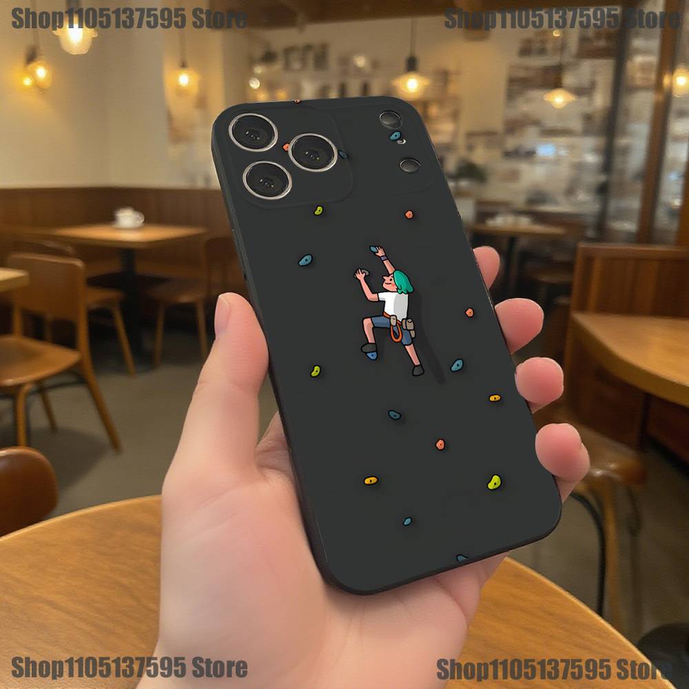 Чехол для телефона со скалолазной стеной для iPhone 17, 16, 15, 14, 13, 12, 11, Pro, XS, Max, XR, Plus, E, SE4, Mini, Черный, Мягкий