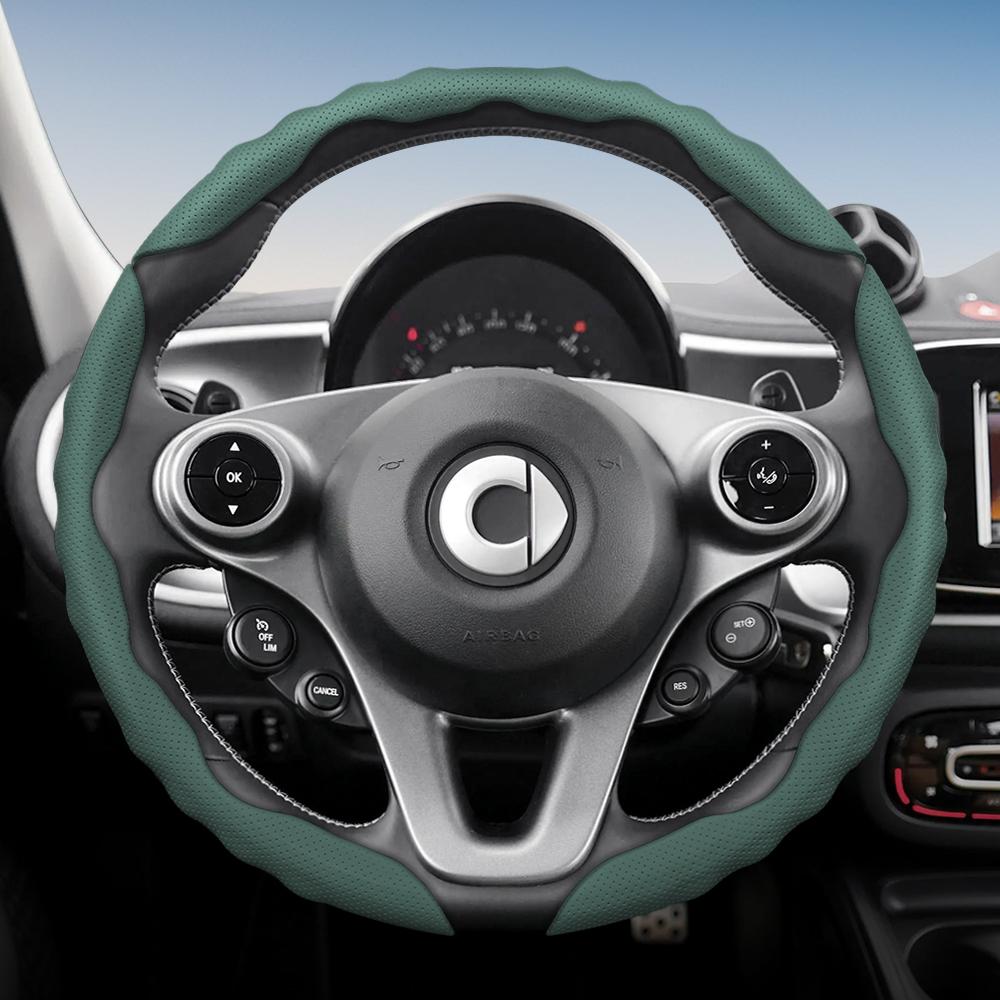 vcxja9 Suitable for Smart Steering Wheel Cover with Wavy Sports Design, Breathable Leather, Segmented Non-Slip Sweat-Absorbing Steering Wheel