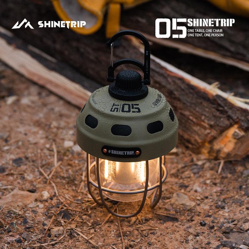 ShineTrip Outdoor Camping Lantern USB Rechargeable 3 Color Adjustable Retro LED Tent Light Portable Handheld Lamp