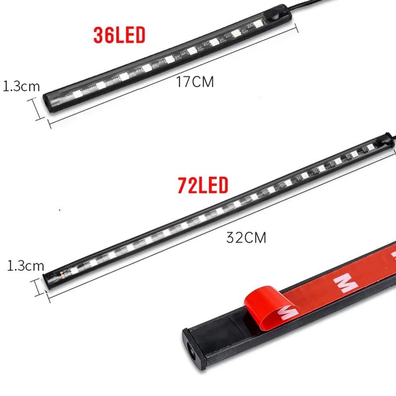 RGB APP LED Remote Control Flexible Waterproof Sound Control 12V Motorcycle Decorative Light Bar Car Atmosphere Footlight