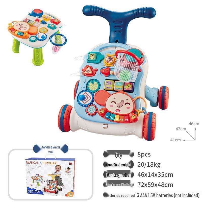 Интерактивные ходунки для малышей с музыкой, защитой от опрокидывания, для детей от 6 до 18 месяцев.