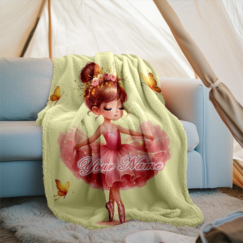 1PC Custom Name Butterflies Stars outdooor Flannel blankets Patterns Throw Blanket All-Season Soft Gift for Couch, Bed, Camping gifts