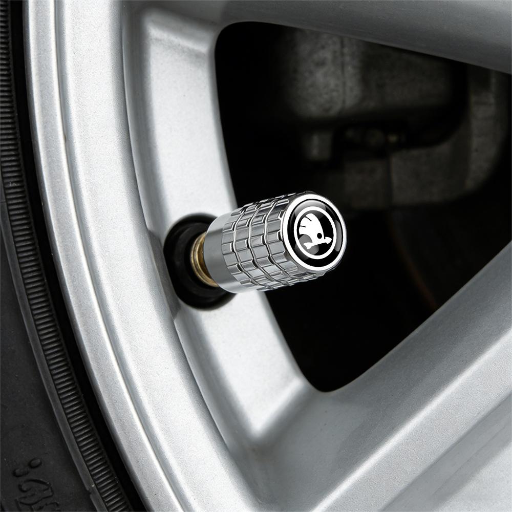 New Car Tire Valve Caps Tyre Rim Stem Covers Decorative For Skoda Rapid Fabia Octavia Yeti Superb S Scala VII Kodiaq Karop Kamiq