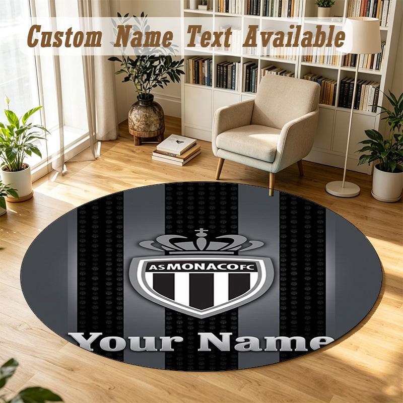 Round Rug Custom NameMonaco FC Pattern Non Slip Carpet Home Floor Decor
