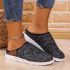 Fashion Women Spring Autumn New Fashion Round Toe Baotou Slippers Flat Bottom Lightweight Women Slipper Casual Cottom Indoor Half Slides