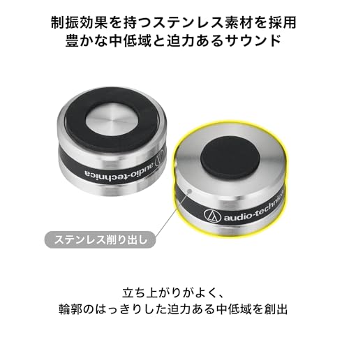 Audio-Technica AT6098a Изоляторы для динамиков проигрывателя винила, Обработанная нержавеющая сталь с шипами из высокоплотного уретана SlimeFlex, Серебристый, Комплект из 8 штук