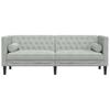 Chesterfield Sofa with Neck Pillows 3 Seater Light Grey Velvet