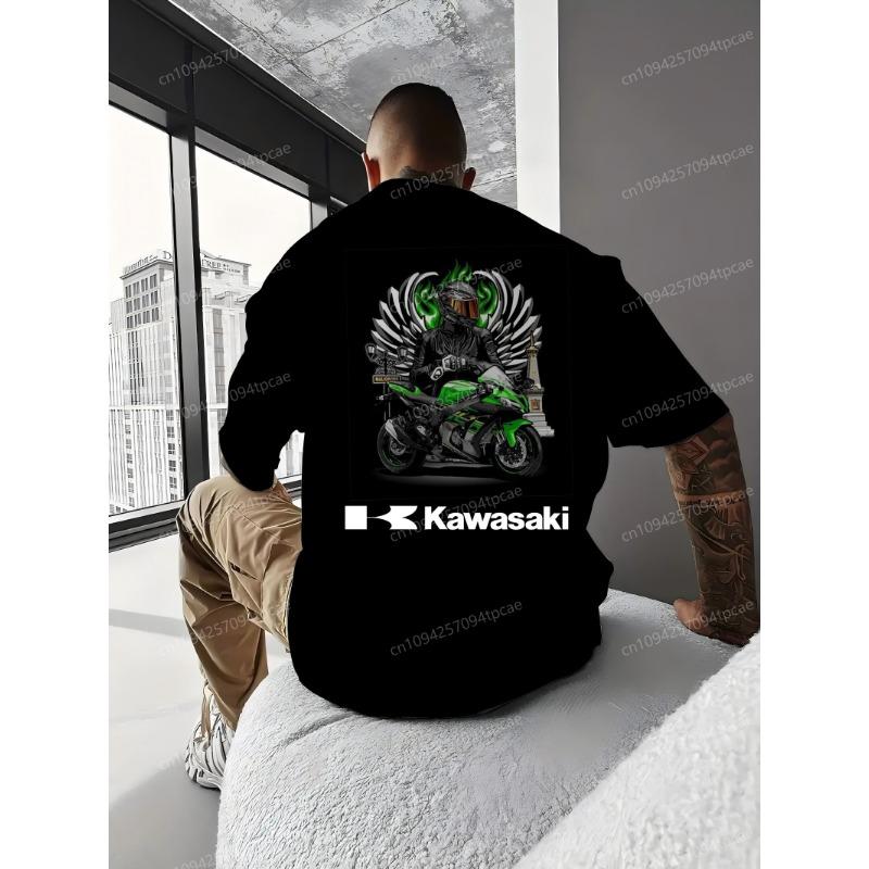 Kawasaki Высококачественная мужская футболка 2025 Новинка Экстремальные приключенческие виды спорта Топ Модная уличная Возвратность Ультравысокий Топ