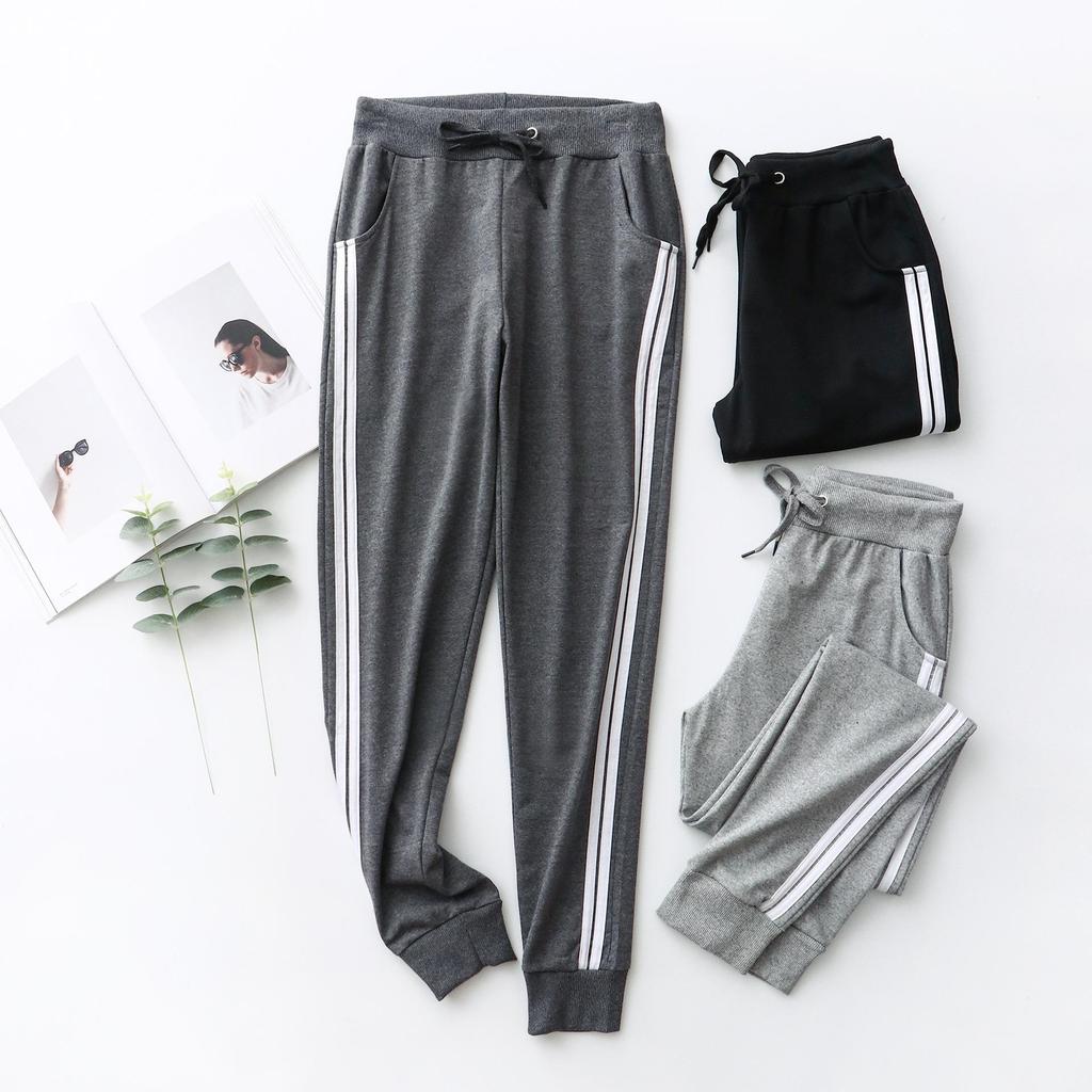 Спортивные брюки унисекс Slim Fit с двумя полосками на весну/осень — идеально подходят для бега, занятий спортом и учебы