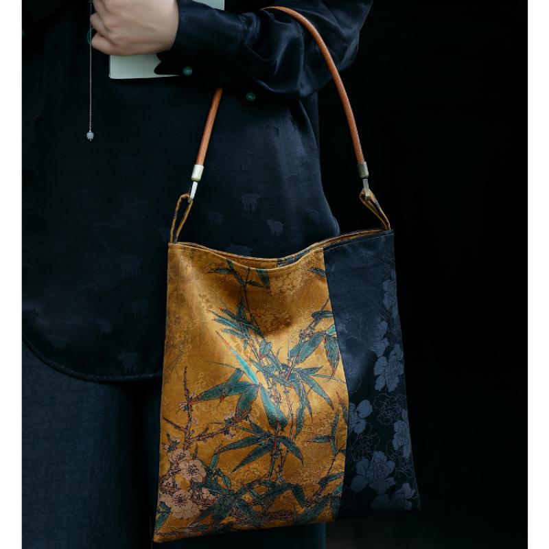 Xiangyunsha, новый китайский стиль, универсальный чай и старинный костюм, художественный, большой размер, сумка на одно плечо подмышкой, ручная сумка для хранения, тканевая сумка