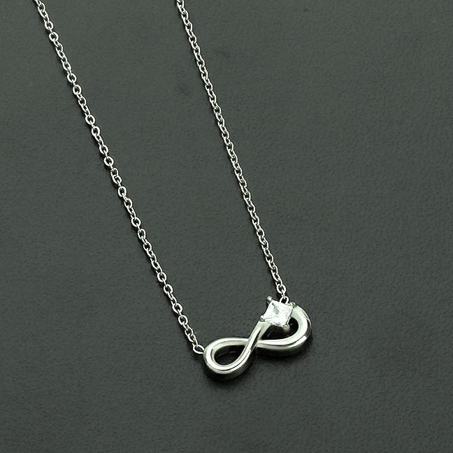 Stainless Steel Light Luxury High-End Sporty Micro-Inlaid Zircon Lucky Number Bamboo Pendant Necklace Accessory Infinite Loop