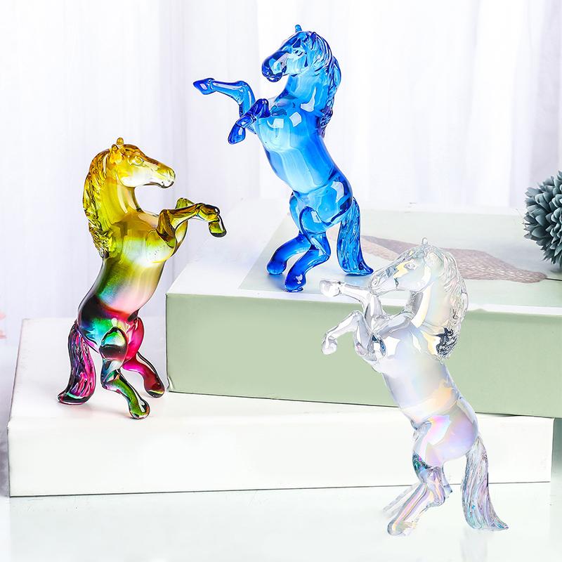 2026 Zodiac Horse Statue Feng Shui Collection Crystal Light Luxury Horse Sun Catcher Ornament Home Desktop Decoration