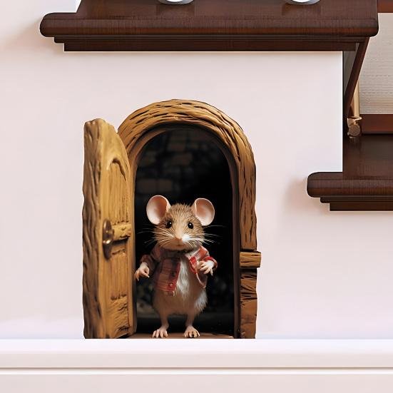 3D Funny Realistic Wall Sticker Removable Peel And Stick Wall Decal with 3D Effect for Bedroom Door Corner Baseboard Decor