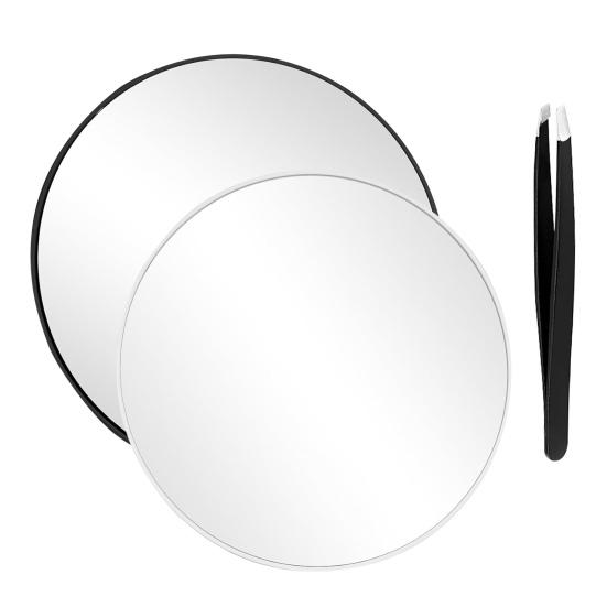 Увеличительное зеркало 15 см 30X с пинцетом, тремя присосками, портативное настенное крепление для путешествий, портативное, для мужчин и женщин, увеличенное косметическое зеркало для макияжа