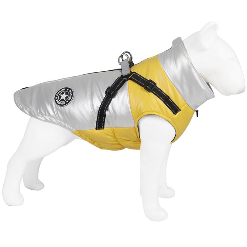 Куртка для собак с шлейкой, зимняя теплая одежда для собак для маленьких и средних собак, водонепроницаемое пальто для домашних животных, костюм французского бульдога чихуахуа