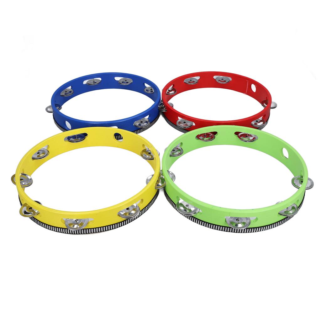 4Pcs Wooden Tambourine Set Metal Jingles Handheld Tambourine Drum for Churches Concerts Percussion Instrument