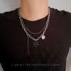 Нержавеющая сталь 316L Kpop Черное сердце Ожерелье Французская металлическая цепочка на ключицу Корейская простая женская короткая подвеска Женский короткий кулон для женщин