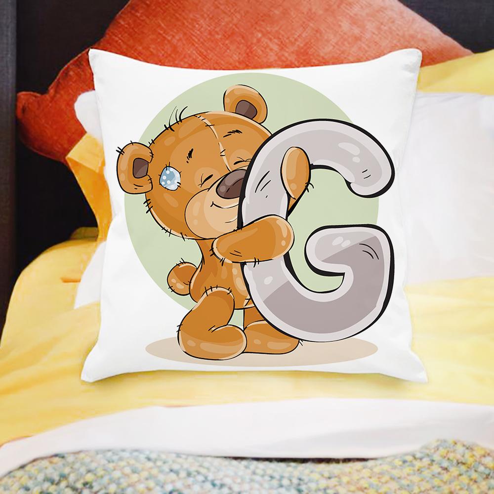45x45см мультяшный медведь диван украшение детской комнаты милая наволочка с животным печатью букв чехол для подушки