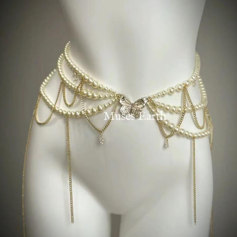 Elegant Pearl Waist Chains Versatile Hip Chain Fashion Body Jewelry Women