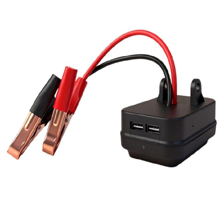 Адаптер для экстренного запуска автомобиля с 2 USB-выходами, зажимы для аккумулятора электроинструмента 12 В 24 В для резервного использования в путешествиях, на дороге