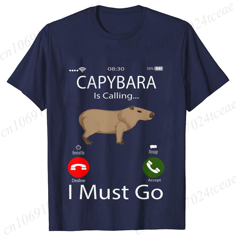 Футболки Capybara Is Calling для женщин, забавные футболки с капибарой, грызуном, животным, для любителей юмора, летняя одежда с коротким рукавом