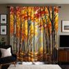 2 штуки штор из клена осеннего леса HD Желтая завязка штора с цифровой печатью Стиль домашнего декора Украсить гостиную спальню