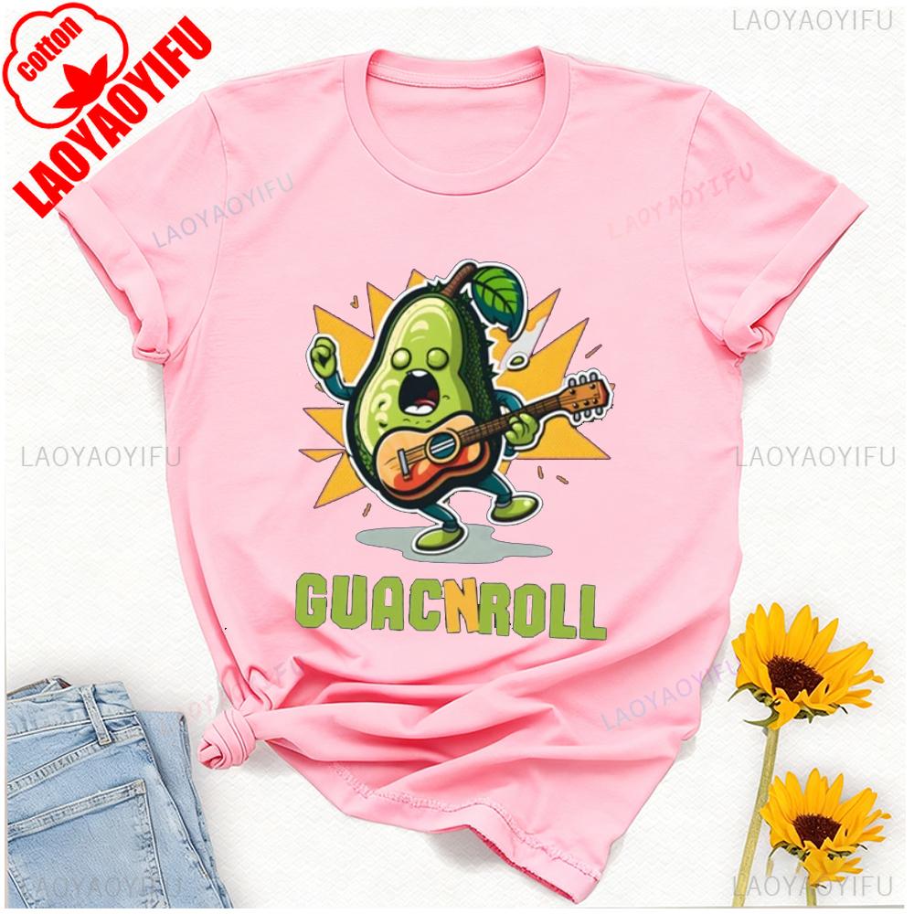 Funny Avocado Shirt for Lover Guac and Roll Tee Cute Guitar Player Gift Guacamole Music Lover Adult Unisex Printed Tshirt Tops