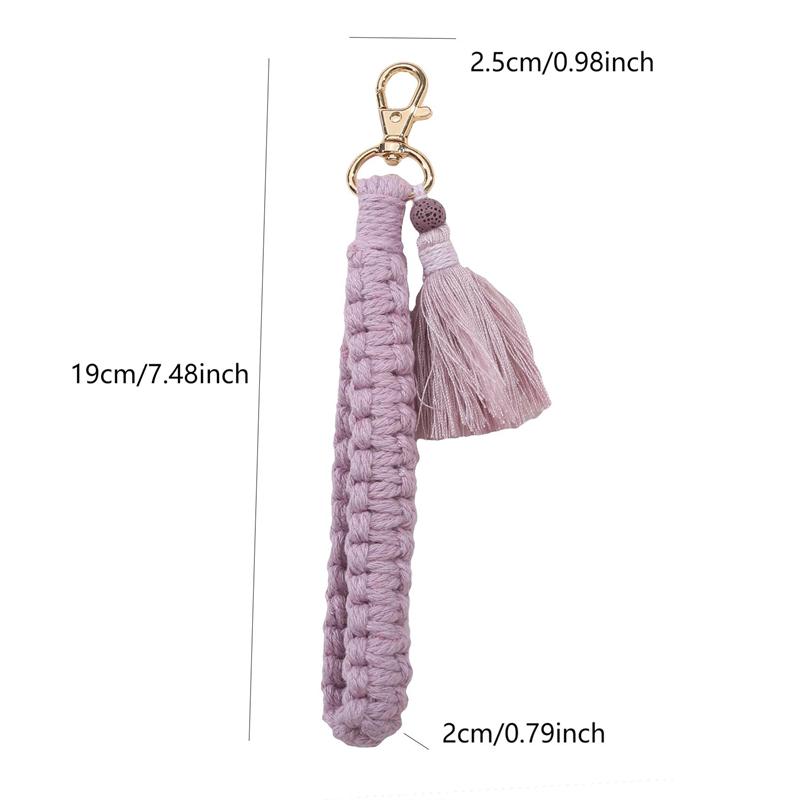 Плетеный брелок в стиле бохо с хлопковым шнуром-лобстером, ремешок для ключей, ремешок для женщин, аксессуар