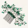 European & American Retro Green Leaf Crystal Hair Comb for Weddings