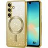 Coque Pour Samsung Galaxy A27 5G, Protection Paillettes Silicone Avec Cercle Magnétique - Doré