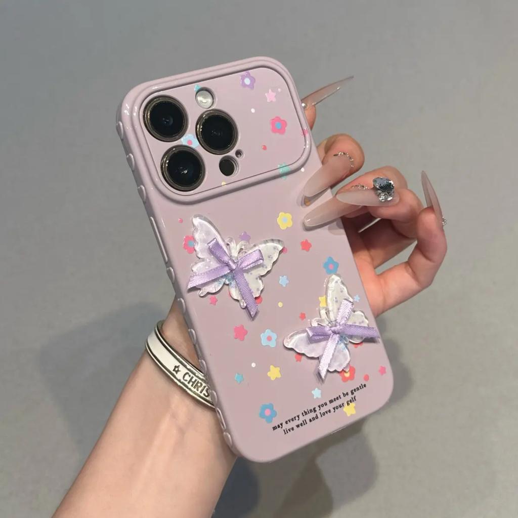 Красивая цветочная бабочка подходит для мобильного телефона Apple 17promax iphone16/15Pro чехол для телефона с окошком love