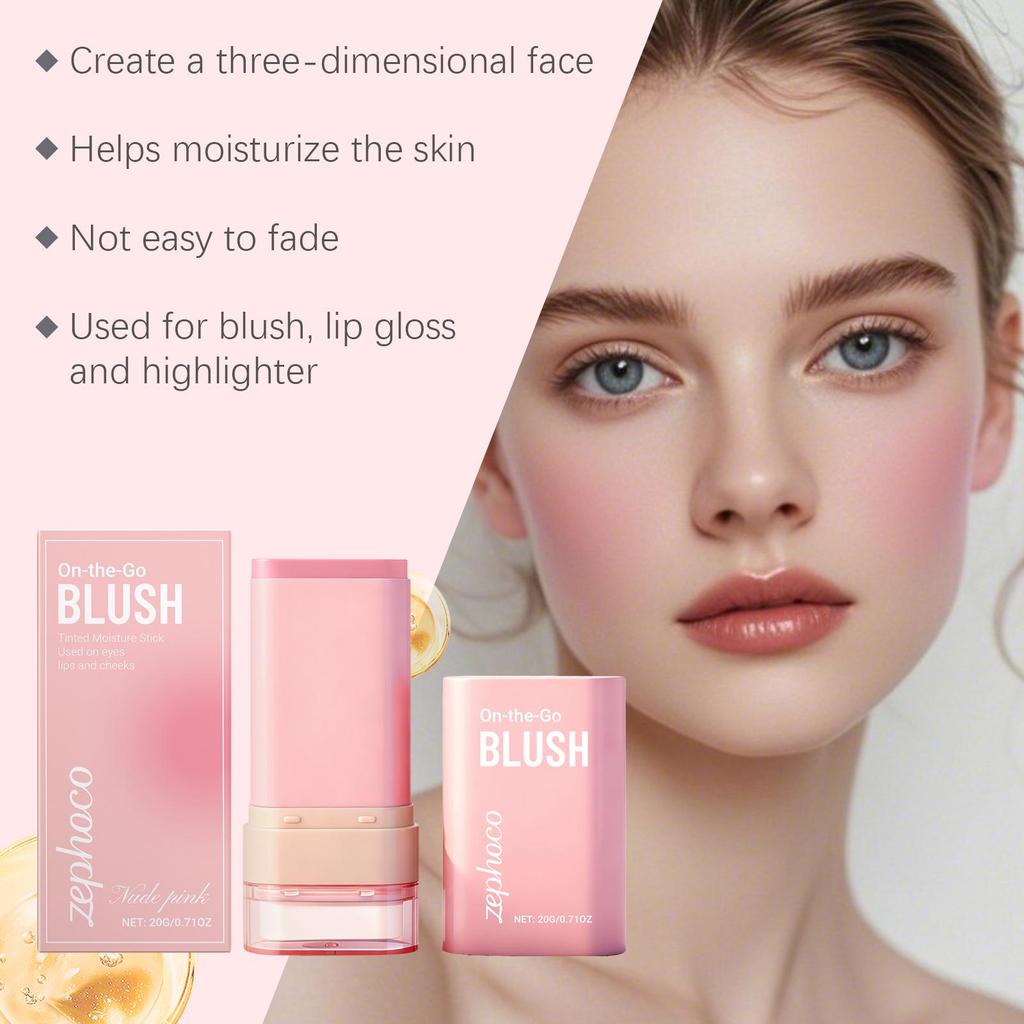 Двусторонний стик-румяна Zephoco в оттенке Nude Pink - Идеально подходит для повседневного макияжа и свиданий
