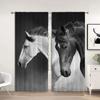 3D шторы с изображением животных в виде черной лошади, 2 шт., оконная отделка для гостиной, спальни, офиса, кухни, домашнего декора, эстетическое украшение комнаты