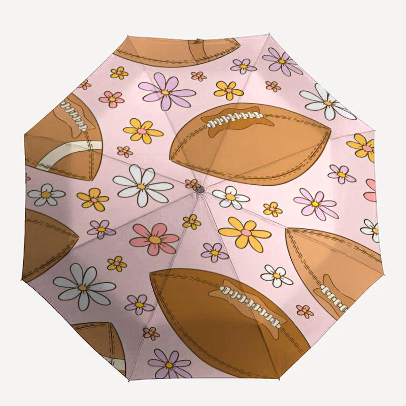 American football Theme Automatic Umbrella, Lightweight & Portable, 8 Rib, Perfect for Outdoor Travel, Birthdays, Christmas, Gifts.