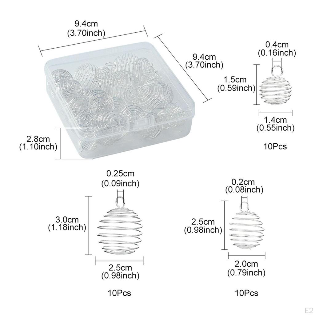 30Pcs Spiral Bead Cages Pendants Locket Earrings Charms Crafting for Jewelry Making Portable