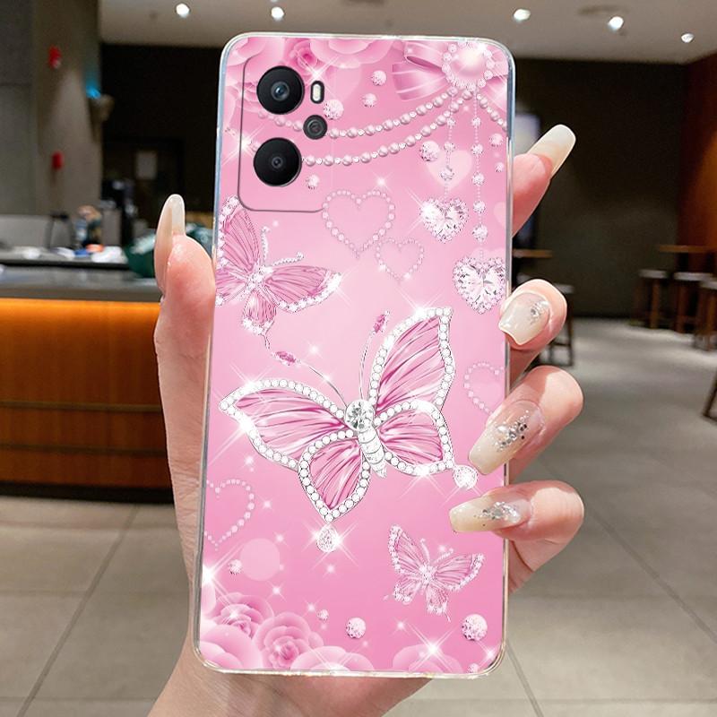 Casing For OPPO A96 CPH2333 Phone Case Soft Case New Design Aesthetic Luxury Fashion Butterfly Flowers Clear Silicone TPU Cover