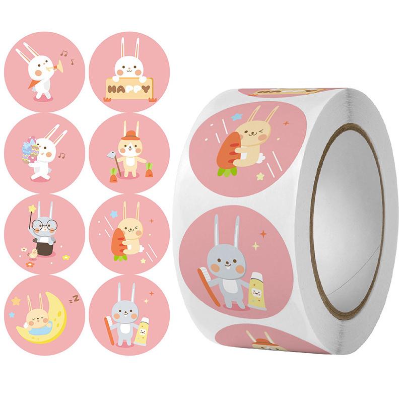 500Pcs/Roll Cartoon Animal Sticker Capibara Kapibala Rabbit Cat Bear Hand Account Decals Gift Bag Sealing Sticker Baking Label