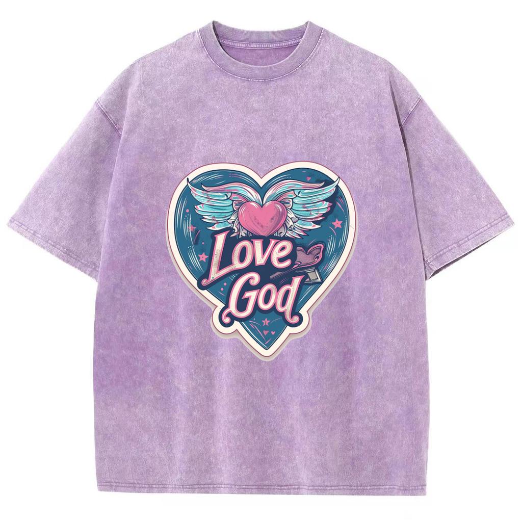 Женская футболка Y2K Girly Love God Alphabet Heart Print, свободный топ высокого качества с коротким рукавом большого размера