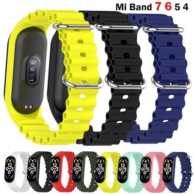 Ремешок для Xiaomi Mi Band 7 6 5 4 3 Смарт-браслет Спортивное запястье Замена Мягкий силиконовый ремешок Ocean Ocean для Mi Band 5 7 8 Браслет