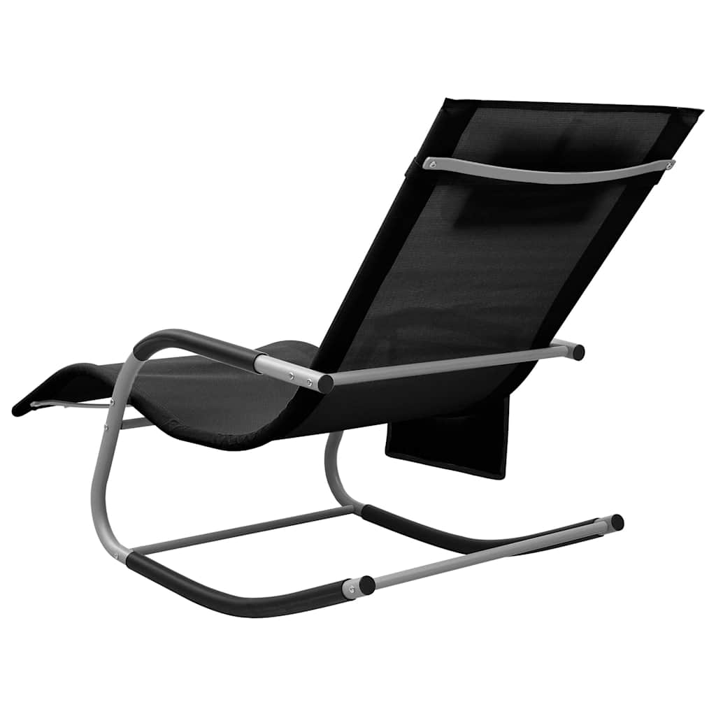 Sun Lounger Textilene Black and Grey