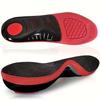 1 Pair EVA Arch Support Insoles - Shock Absorbing, Comfortable Athletic Inserts with Textured Red & Black Design,Boots - Perfect for Running, Hiking