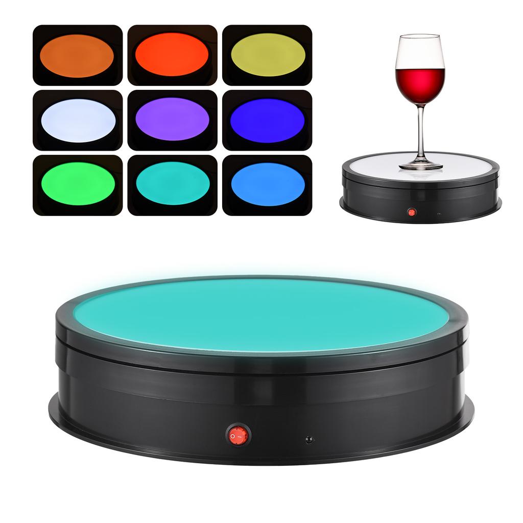 30CM/11.8in Motorized Rotating Display Stand with RGB Light Display Base 360 Degrees Rotatable Electric